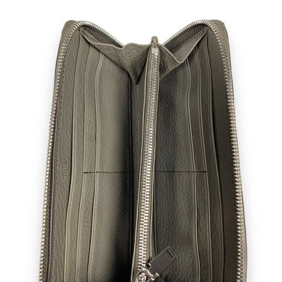 New J.Crew Continental Zip Around Wallet Grey Leather Studded Large 8 Card Slots - Picture 8 of 10